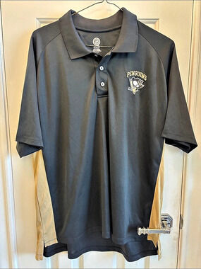 NHL Pittsburgh Penguins Polo Black & Gold Size XL